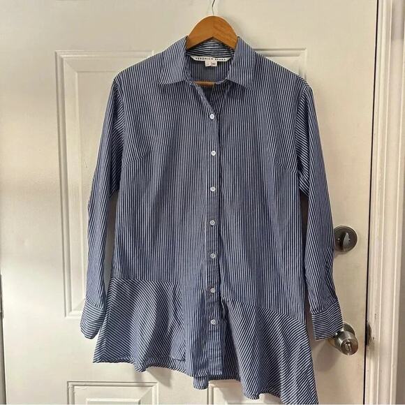 Veronica Beard Blue Striped Blouse - Picture 4 of 11